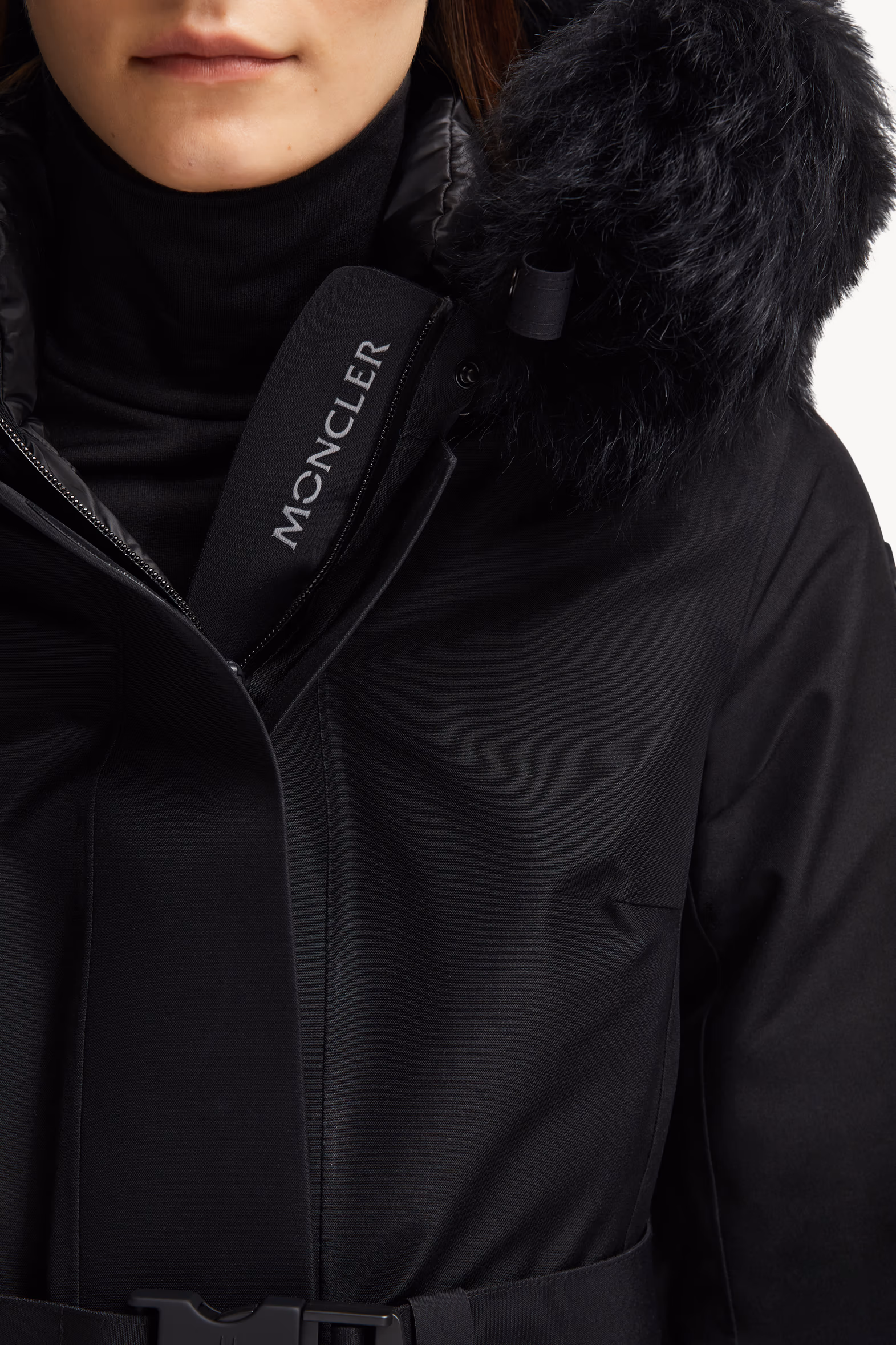 Chaqueta plumífero de esquí Laplance de GORE-TEX con ribete de lana de oveja Mujer Negro Moncler 7